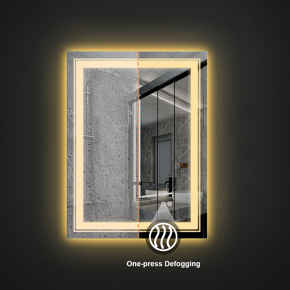 HMR - Modern 24" x 30" Frameless LED Bathroom Vanity Mirror Rectangle Anti-Fog Wall Mirror