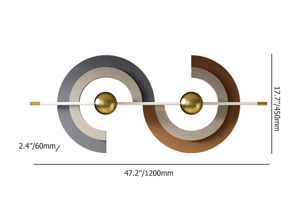 HMR - 47.2" x 17.7" Modern Unique Metal Wall Decor Abstract Wall Art Gray & Gold Living Room