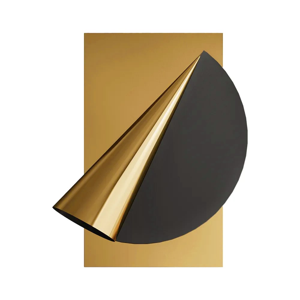 HMR - 23.6" Gold & Black Geometric Metal Wall Decor Background Hand-Forged Art for Living Room