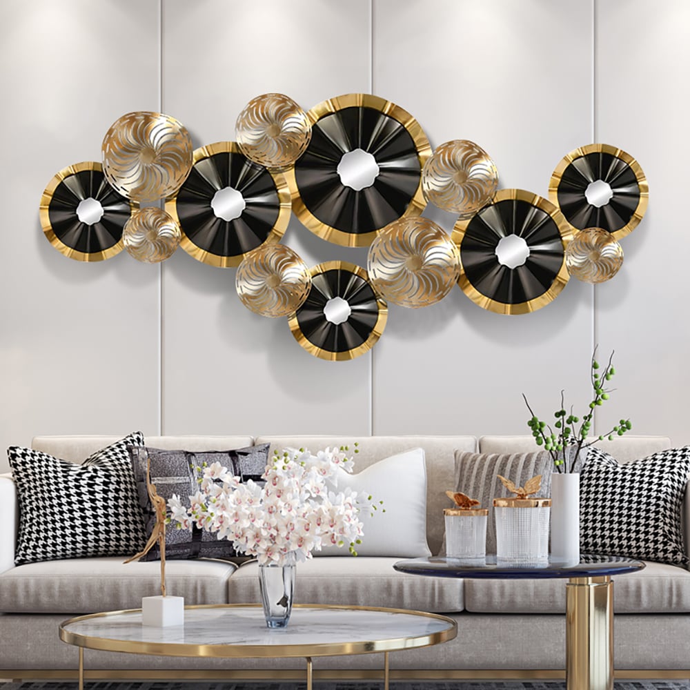 HMR - Creative Luxury Multi-round Metal Wall Decor Home Hanging Art Multi-color Living Room