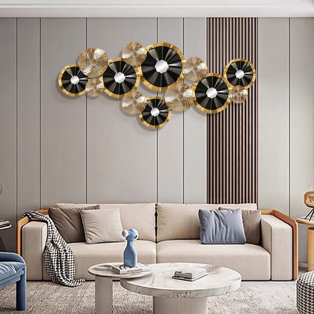 HMR - Creative Luxury Multi-round Metal Wall Decor Home Hanging Art Multi-color Living Room