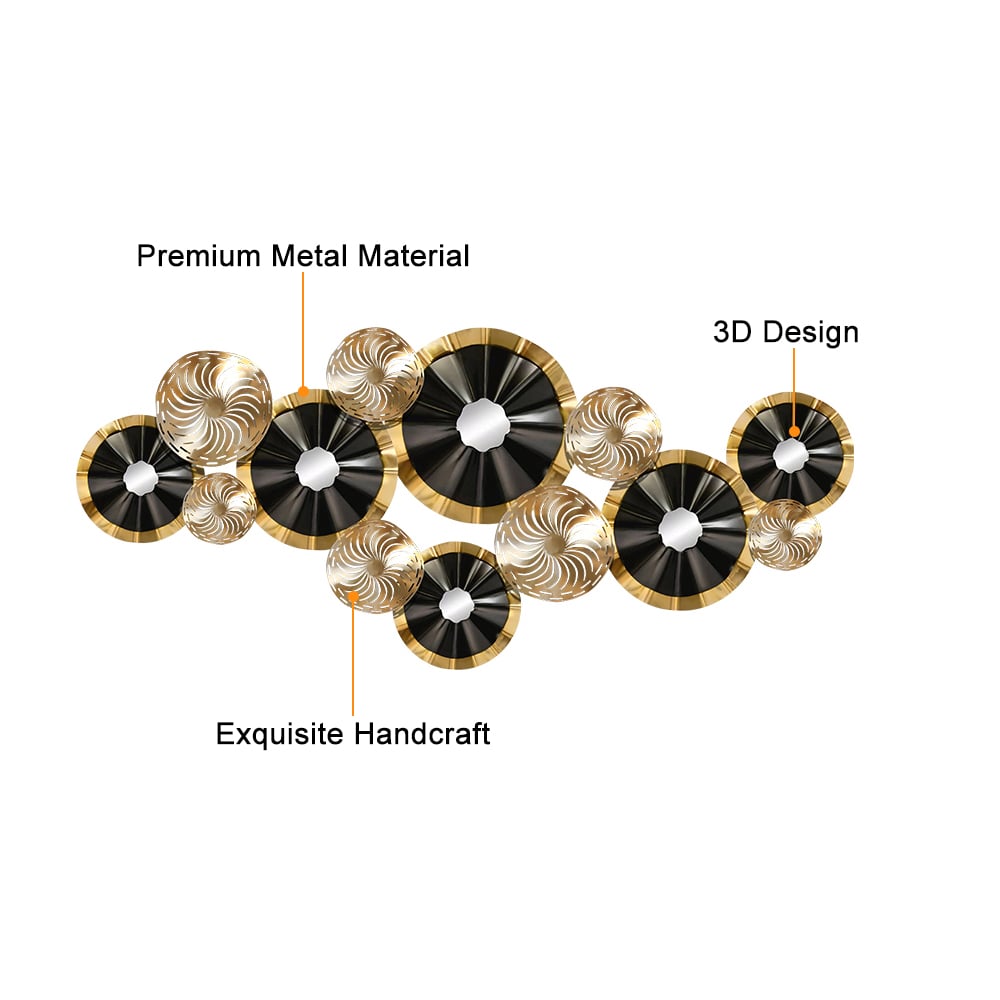 HMR - Creative Luxury Multi-round Metal Wall Decor Home Hanging Art Multi-color Living Room
