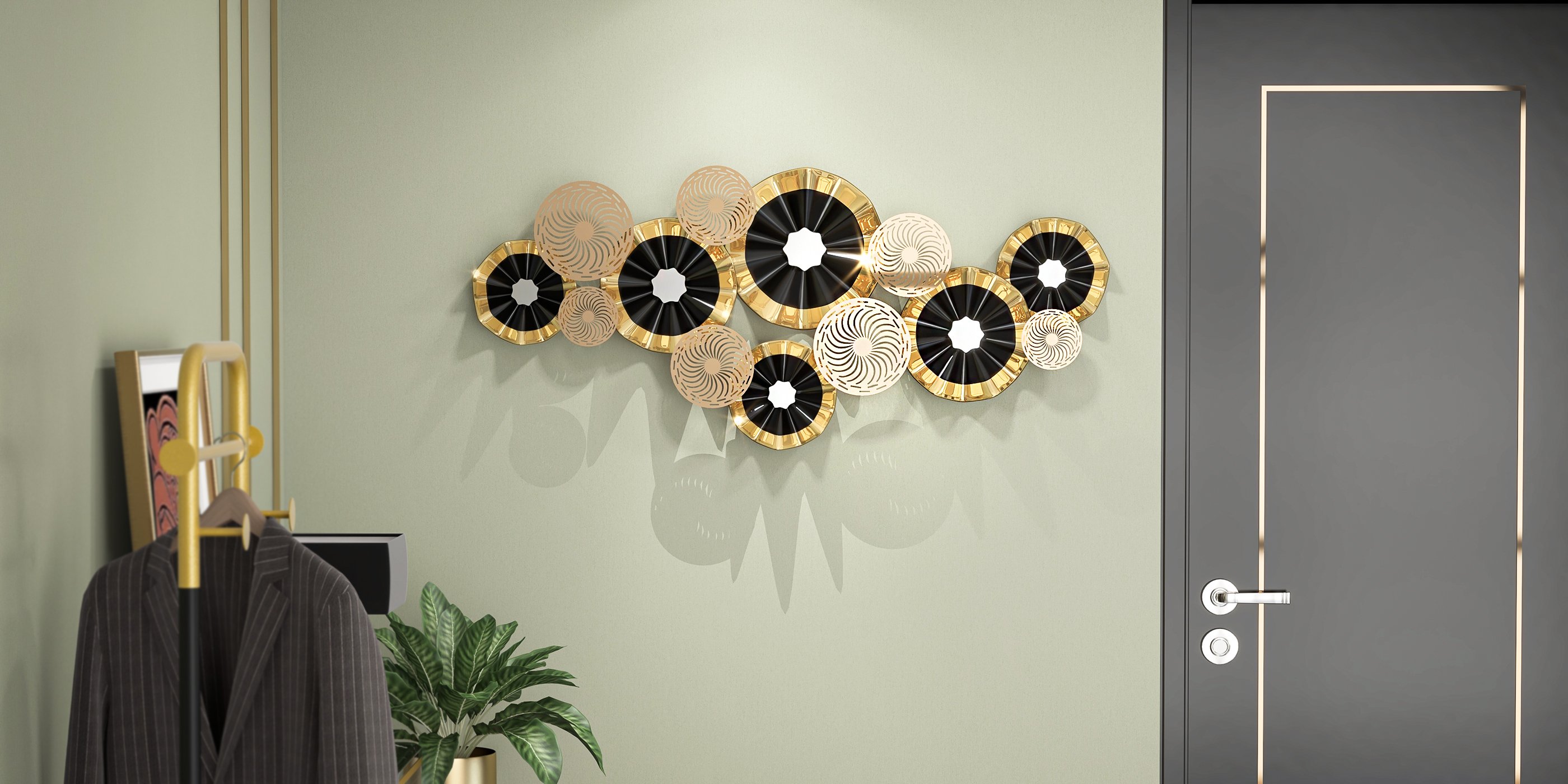 HMR - Creative Luxury Multi-round Metal Wall Decor Home Hanging Art Multi-color Living Room