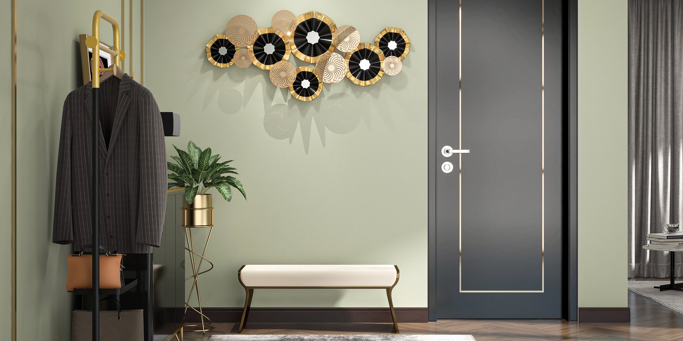 HMR - Creative Luxury Multi-round Metal Wall Decor Home Hanging Art Multi-color Living Room