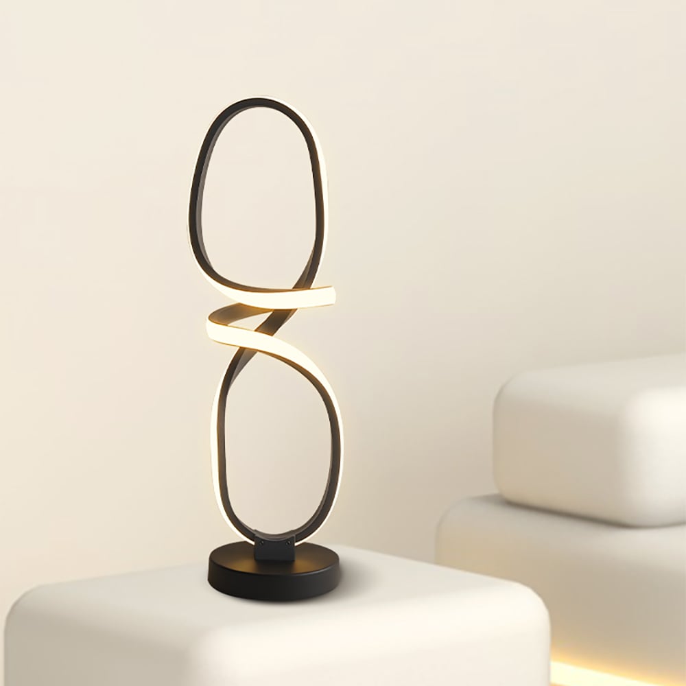 HMR - Minimalist LED Table Lamp in Black Geometric Beside Table Lamp