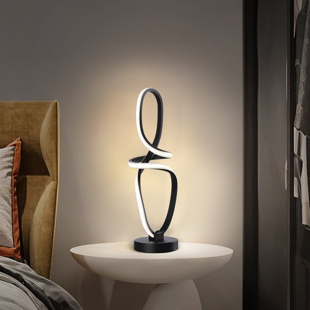 HMR - Minimalist LED Table Lamp in Black Geometric Beside Table Lamp