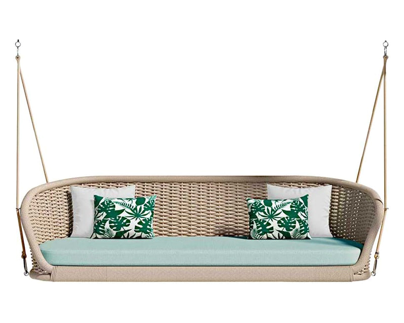HMR - Traditional Wide Outdoor Woven Rope Swing Sofa Hanging Chair with Cushion