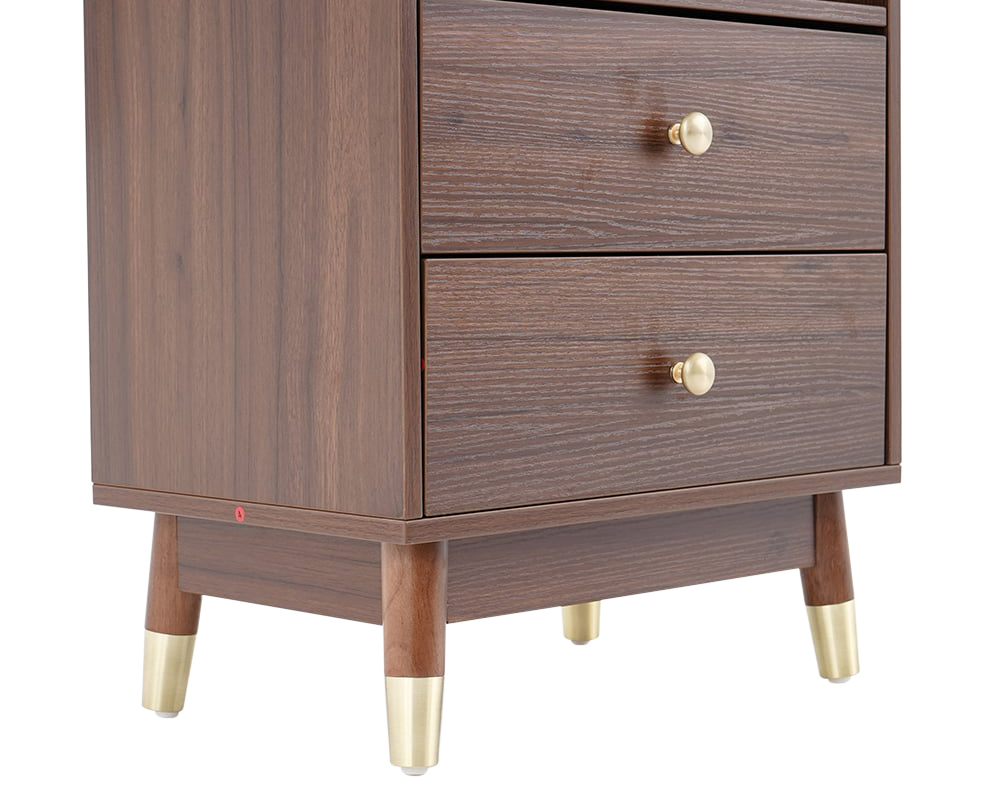 HMR - Ultic Modern & Minimalist Book Shelf with 3 Shelves & 2 Drawers in Walnut
