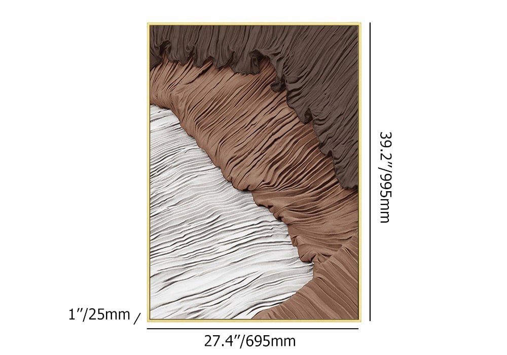 HMR - Japandi Abstract Canvas Wall Art Print Framed Wall Decor in White & Brown