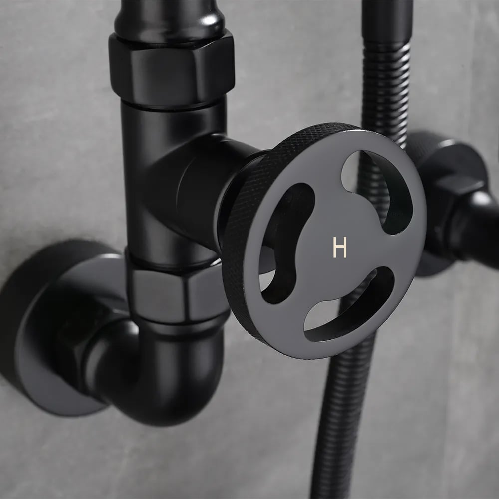 HMR - Industrial Style Wall-Mounted Shower System 2-function in Black