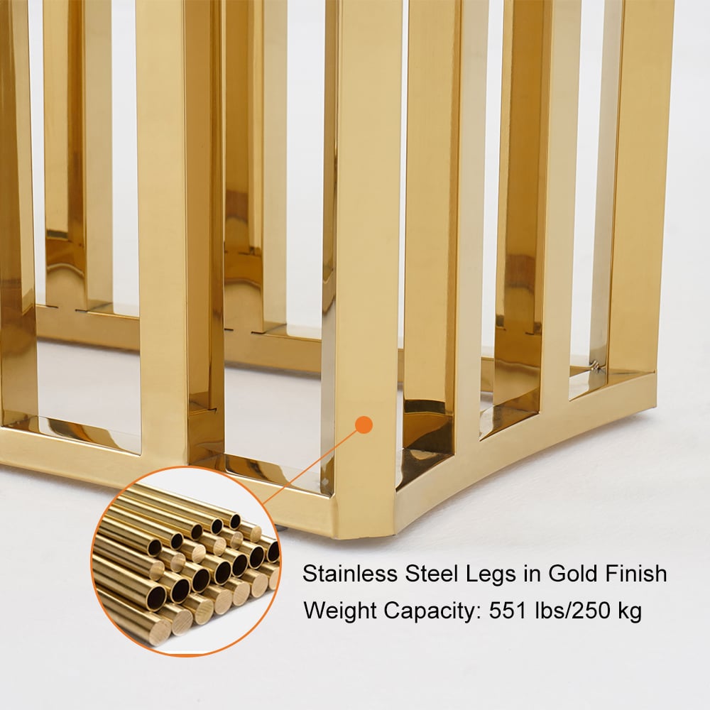 HMR - 59.1" Modern Marble Console Table Narrow Entryway Table with Gold Stainless Steel Base