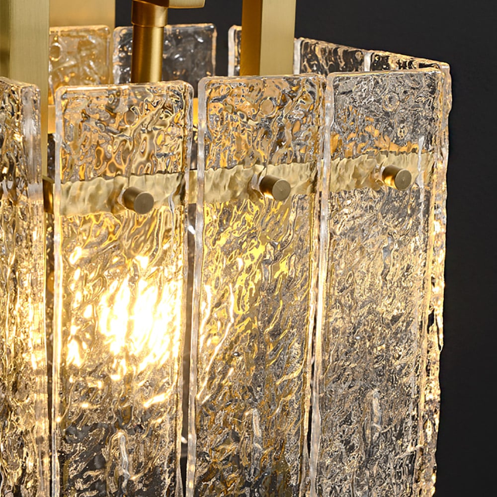 HMR - Jewell Modern 1-Light Brass Wall Sconce with Water-ripple Glass Shade