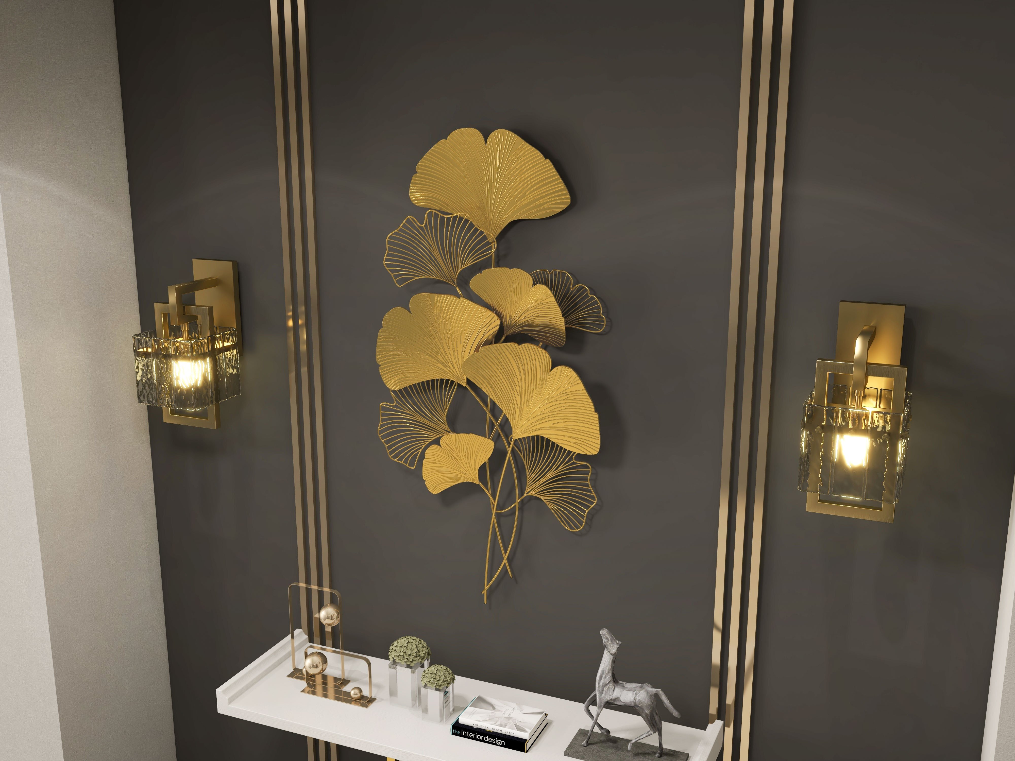 HMR - Jewell Modern 1-Light Brass Wall Sconce with Water-ripple Glass Shade