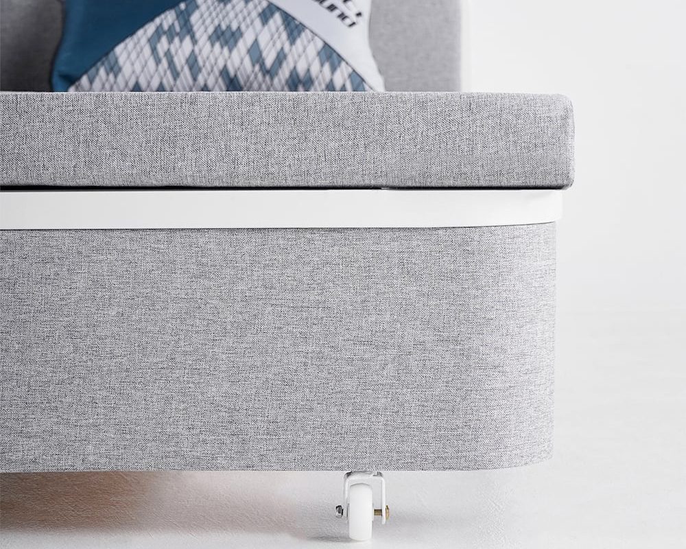 HMR Modern 2-Seater Linen Sleeper Sofa with Trundle - Light Gray, Queen Size