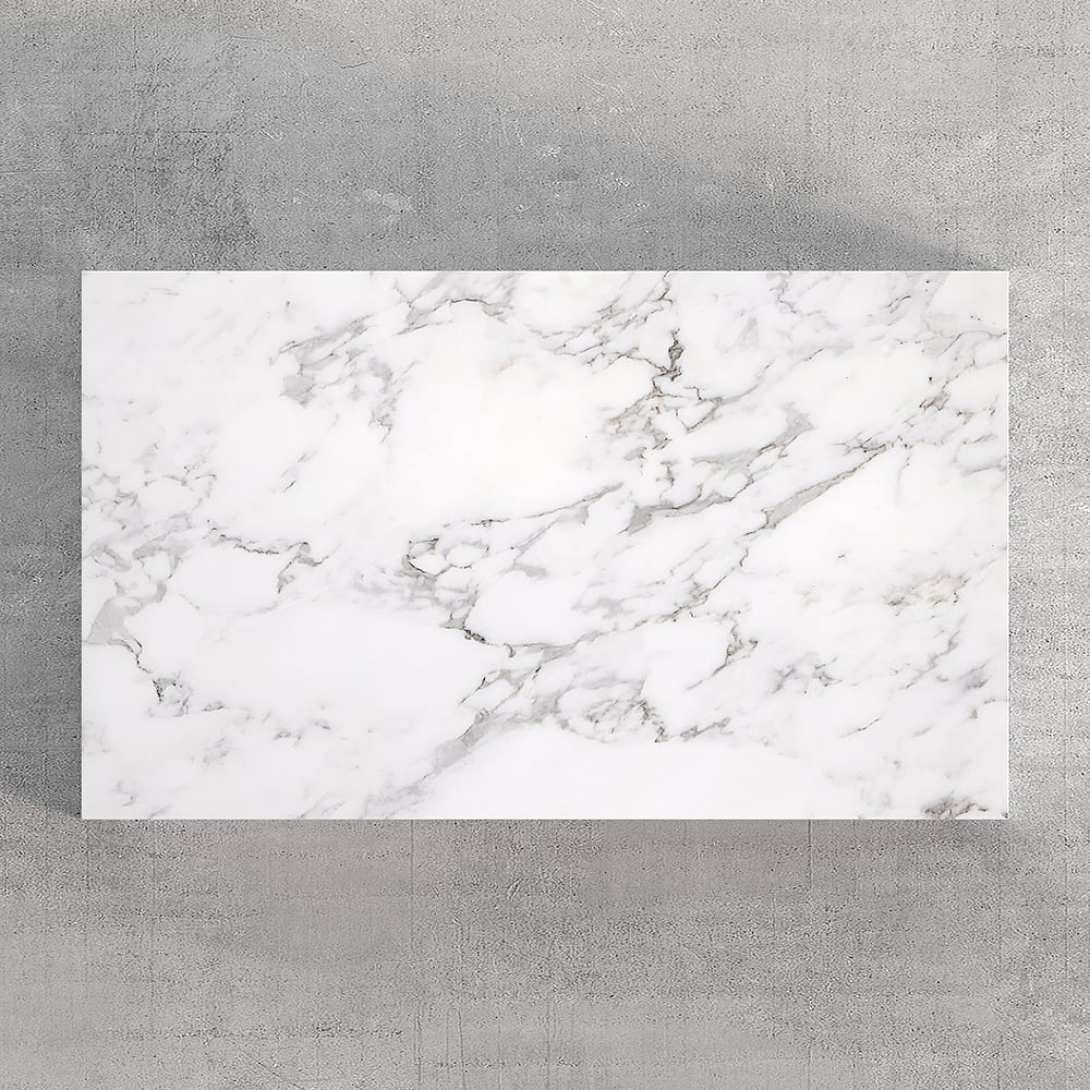 HMR - 47" Modern White Kitchen Island Rectangular Marble Veneered Top
