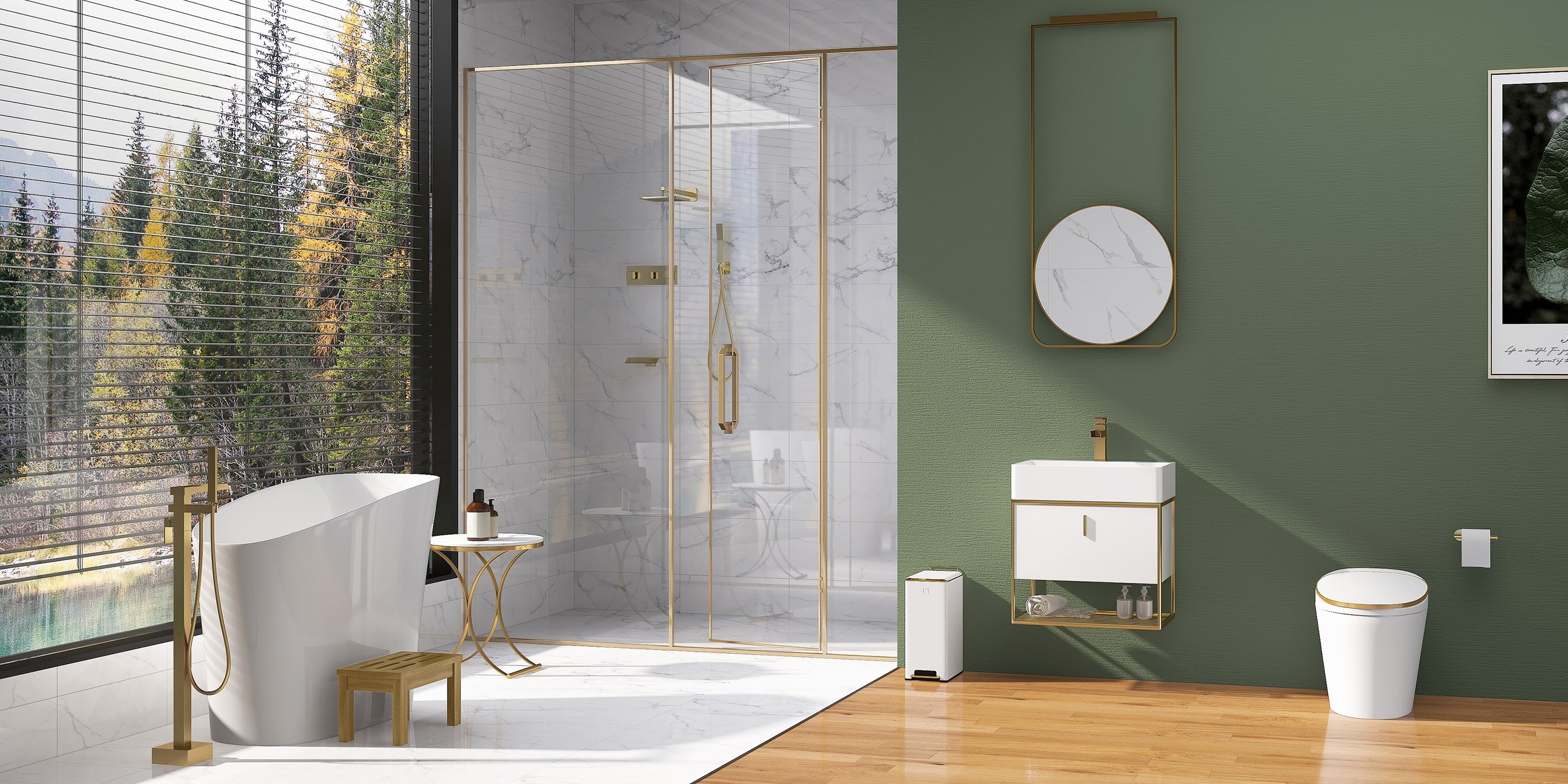 HMR 47" Japanese Modern Irregular Freestanding Stone Resin Soaking Bathtub - White