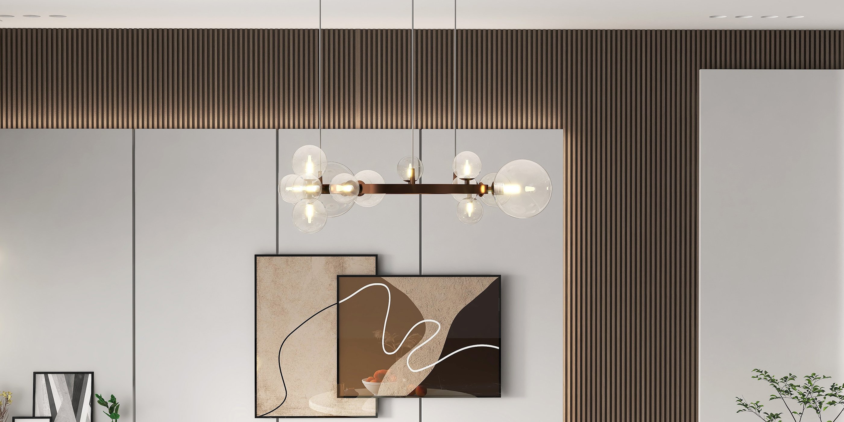 HMR - Bubi Modern Black Glass Bubble Chandelier for Living Room and Dining Room