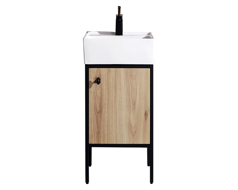 HMR - 16" Modern Natural Bathroom Vanity Set Ceramics Single Sink with Drain