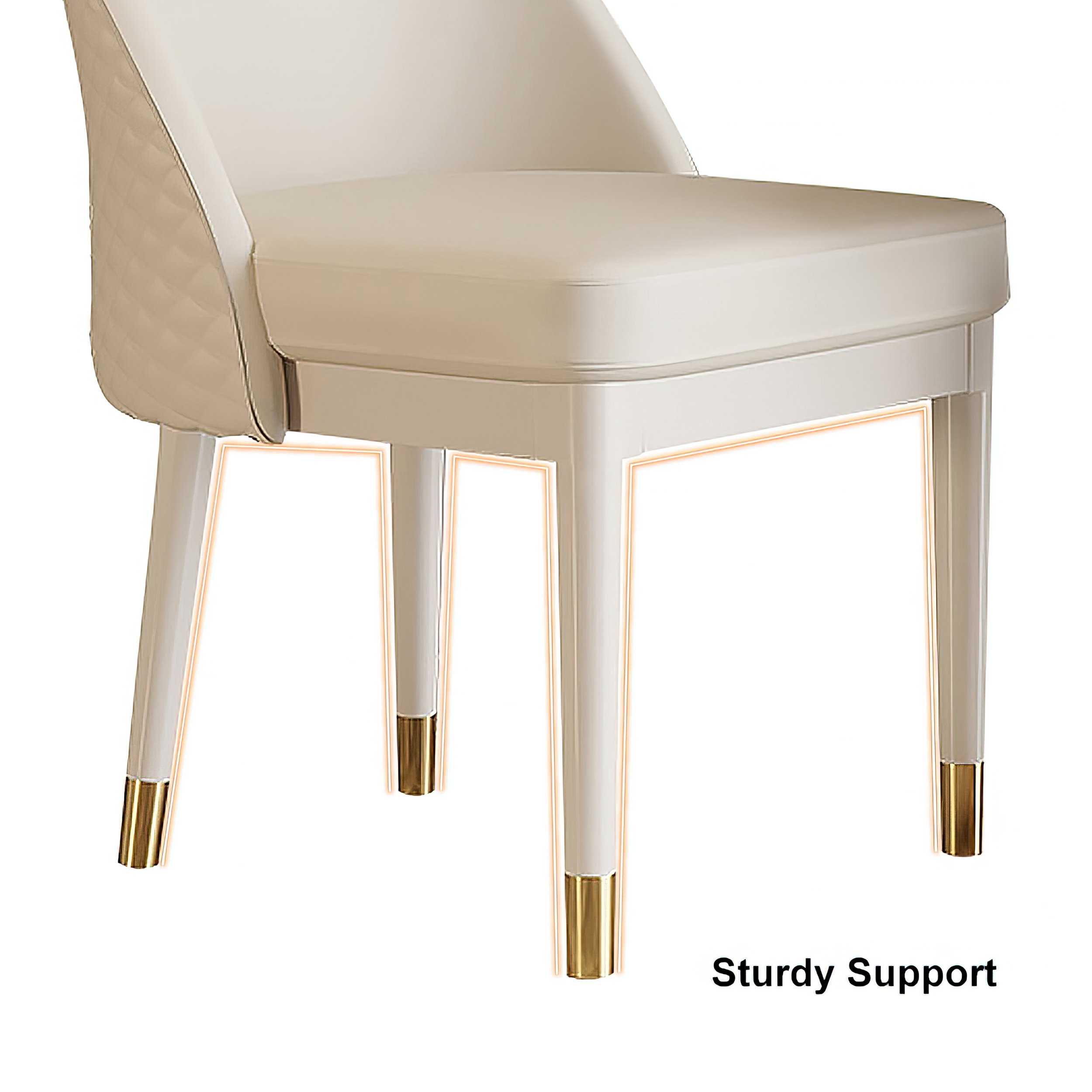 HMR - Modern Faux Leather Dining Chairs with Upholstery Beige