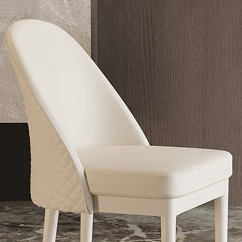 HMR - Modern Faux Leather Dining Chairs with Upholstery Beige