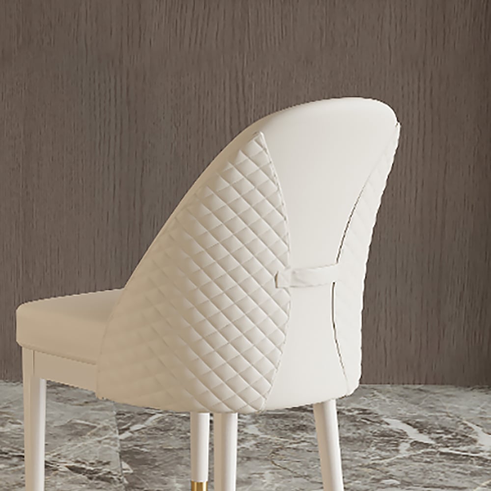 HMR - Modern Faux Leather Dining Chairs with Upholstery Beige