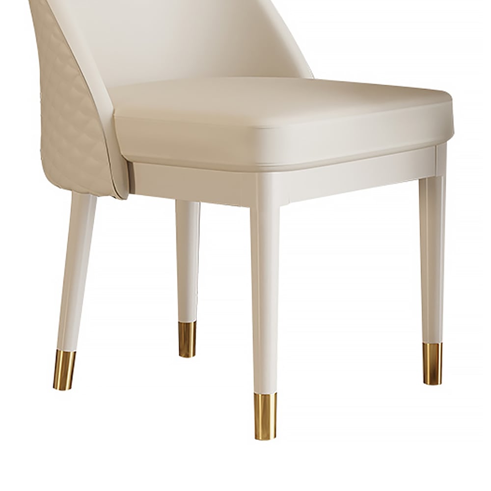 HMR - Modern Faux Leather Dining Chairs with Upholstery Beige