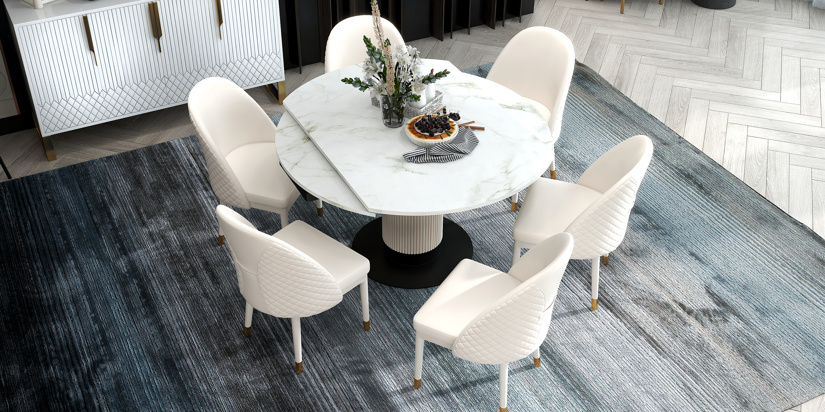 HMR - Modern Faux Leather Dining Chairs with Upholstery Beige