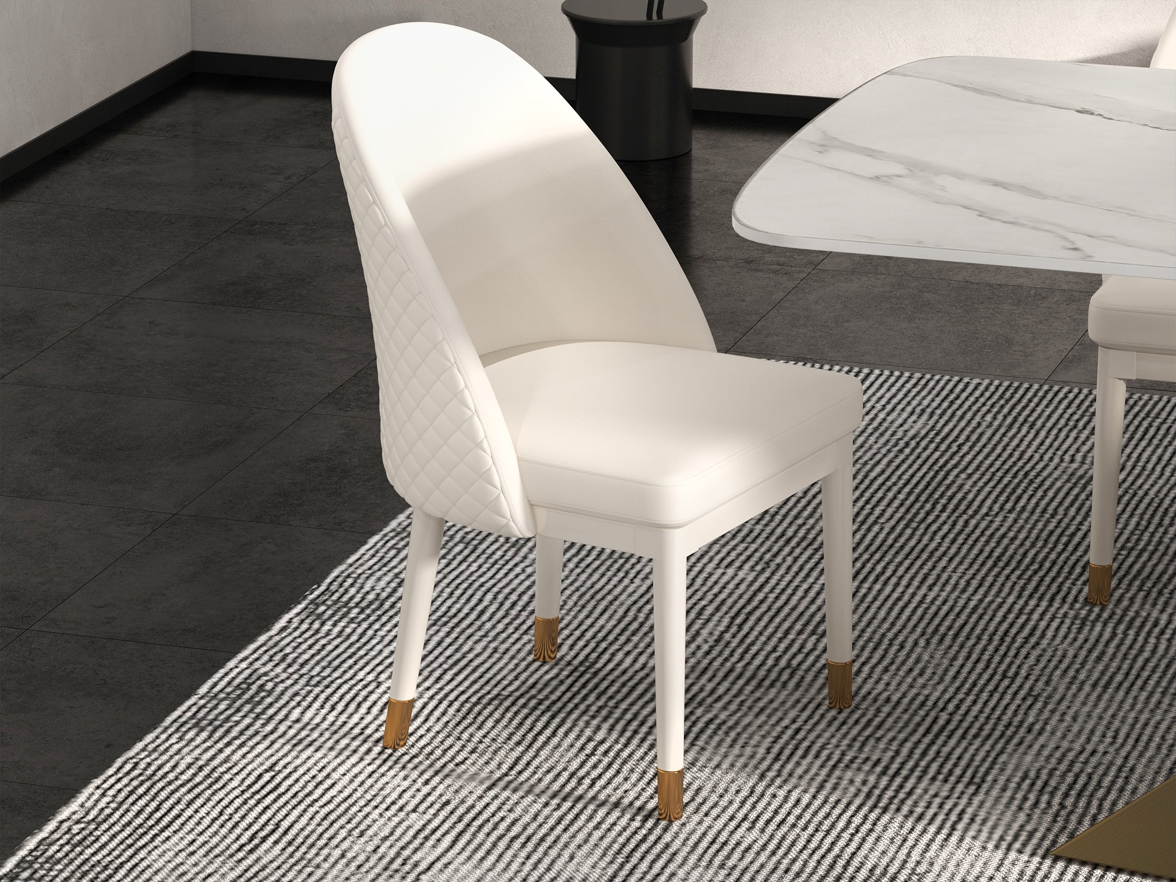 HMR - Modern Faux Leather Dining Chairs with Upholstery Beige