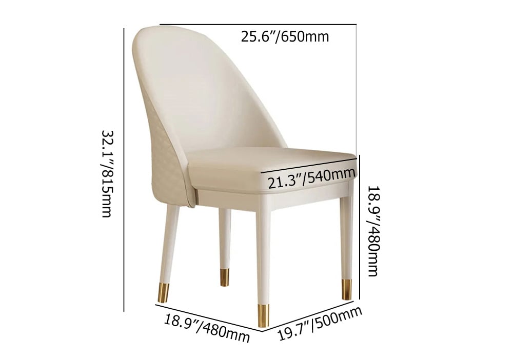 HMR - Modern Faux Leather Dining Chairs with Upholstery Beige