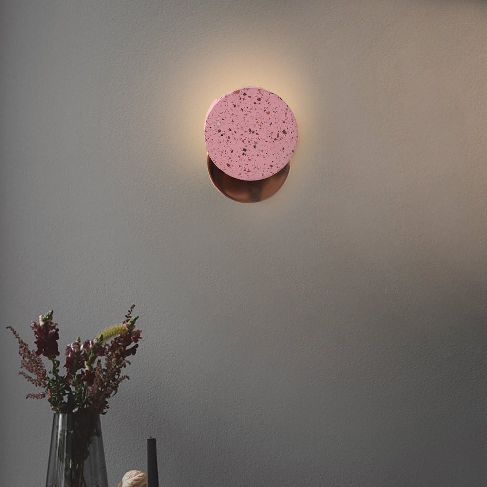 HMR - Modern Pink Wall Sconce 1-Light Decor Terrazzo Wall Light for Bedroom