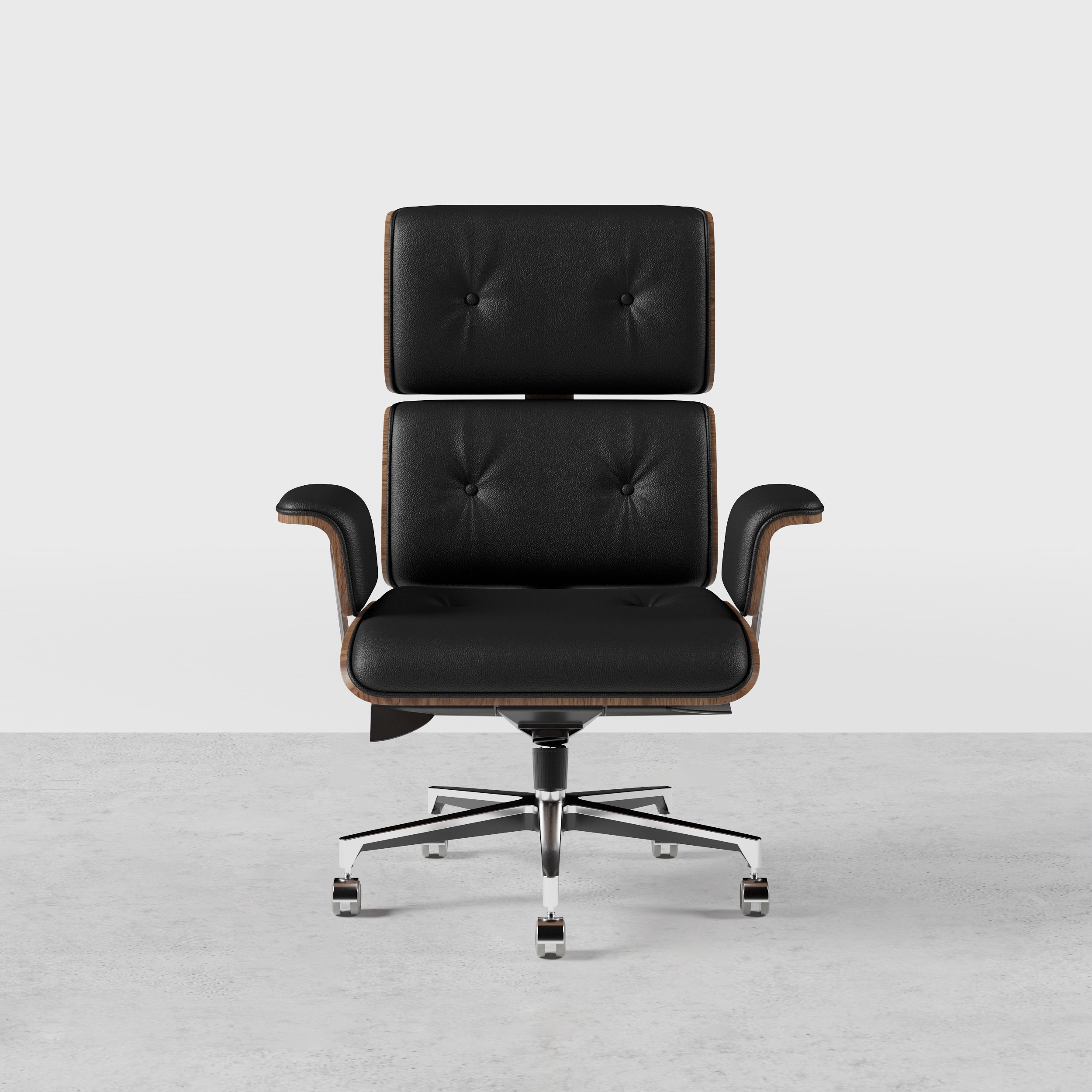 HMR Modern Home Office Chair Swivel Upholstered Wooden Office Chair Adjustable Height - Black