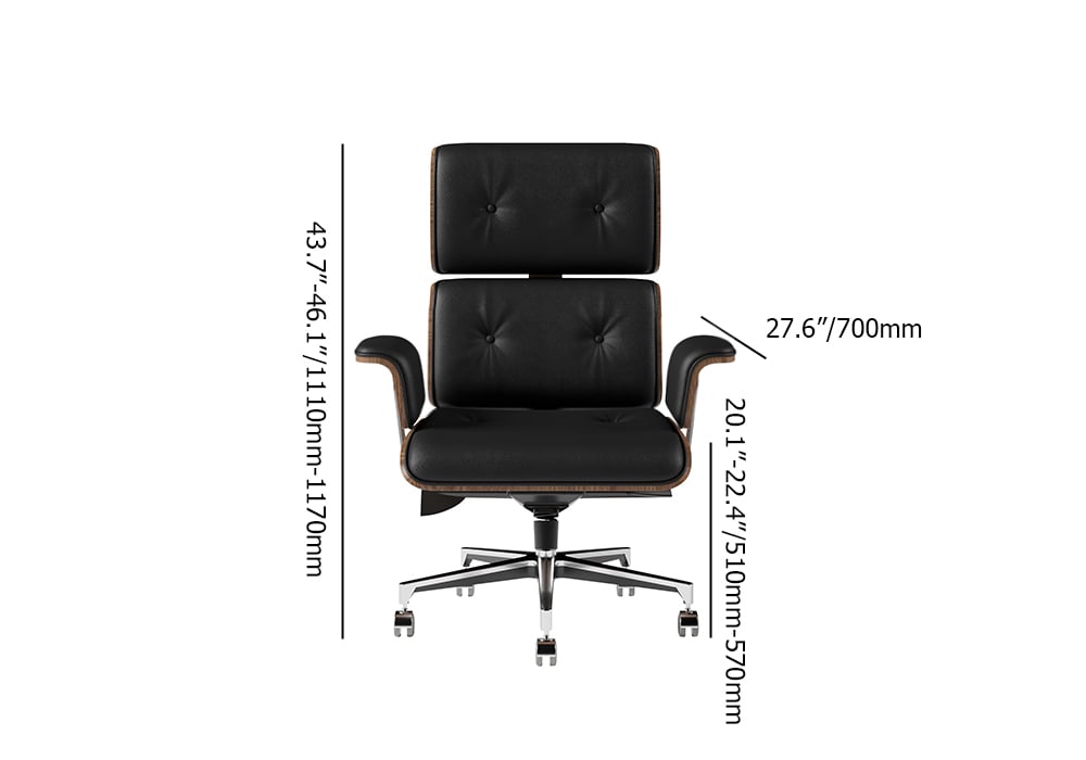 HMR Modern Home Office Chair Swivel Upholstered Wooden Office Chair Adjustable Height - Black