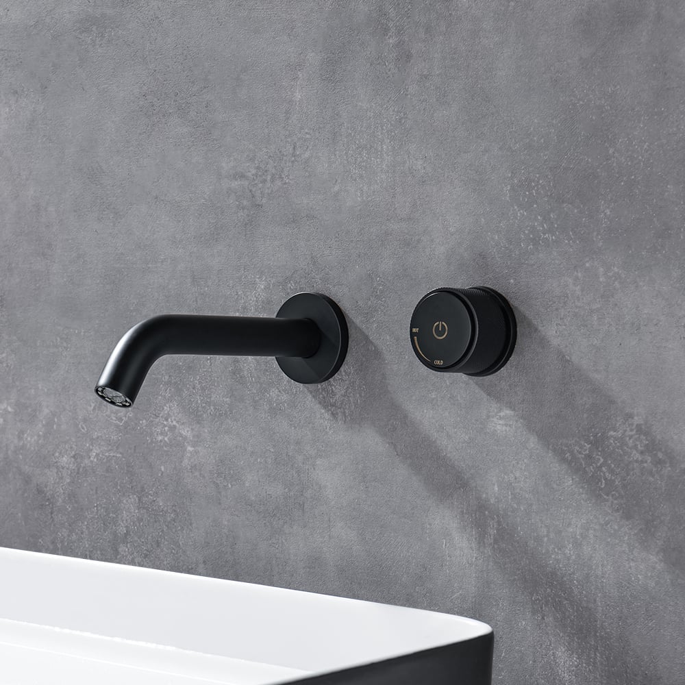 HMR - Minimble Wall-Mount Widespread Bathroom Sink Faucet in Matte Black