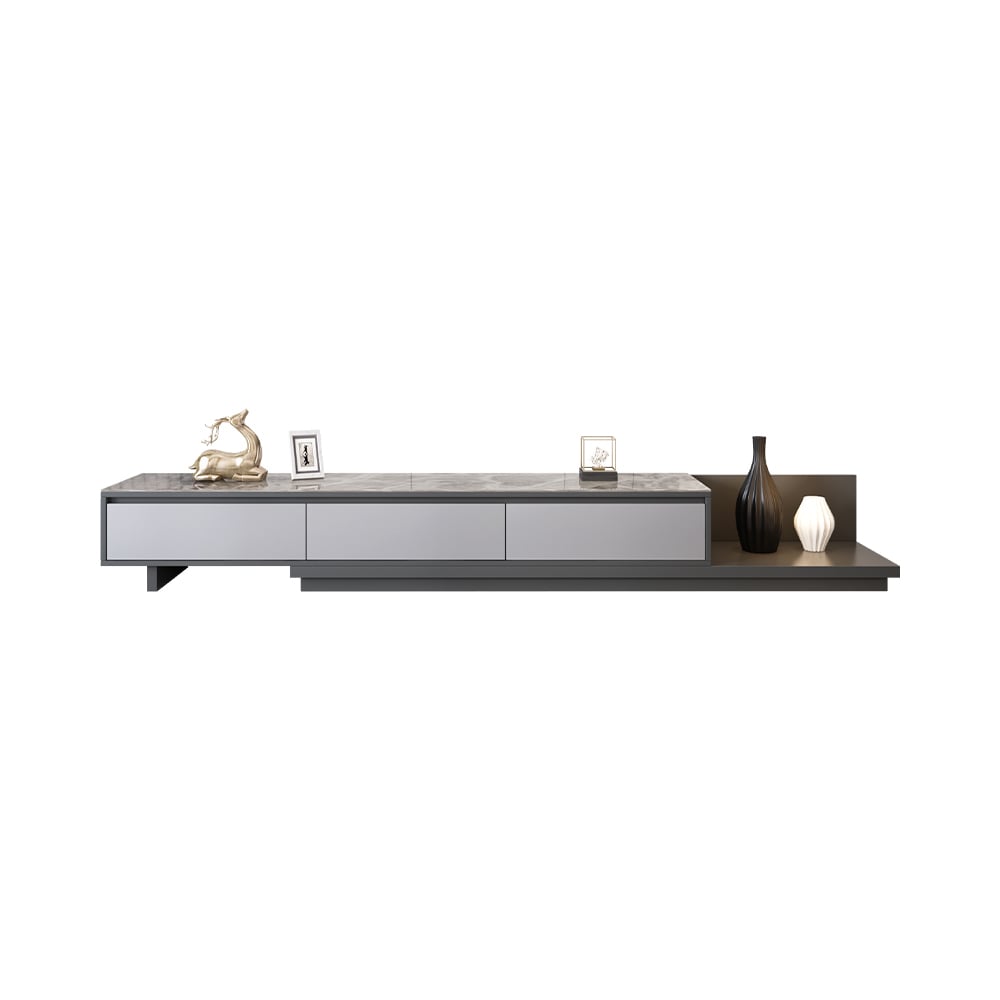 HMR Fero Extendable TV Stand with Drawers - Gray, Sintered Stone, 79"