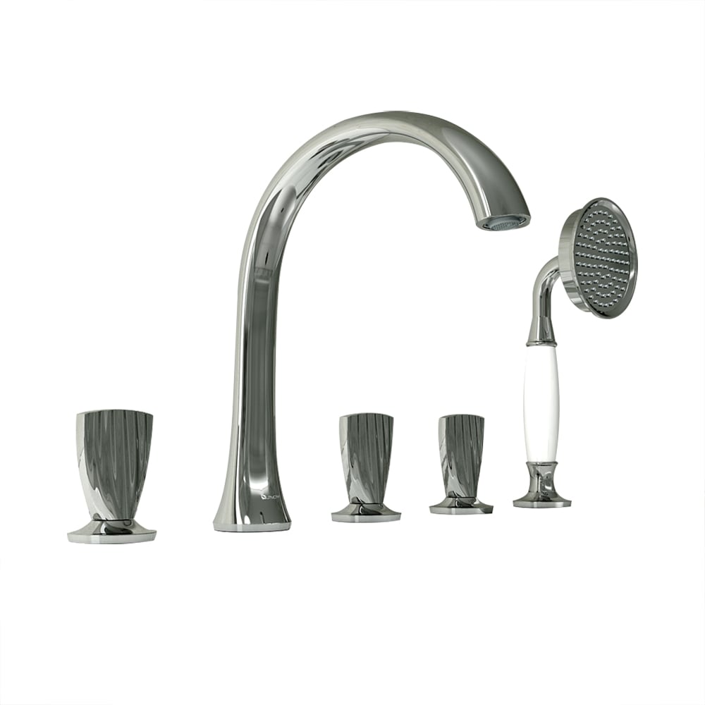 HMR - Veric Deck Mounted Roman Bathtub Faucet with Handshower Solid Brass