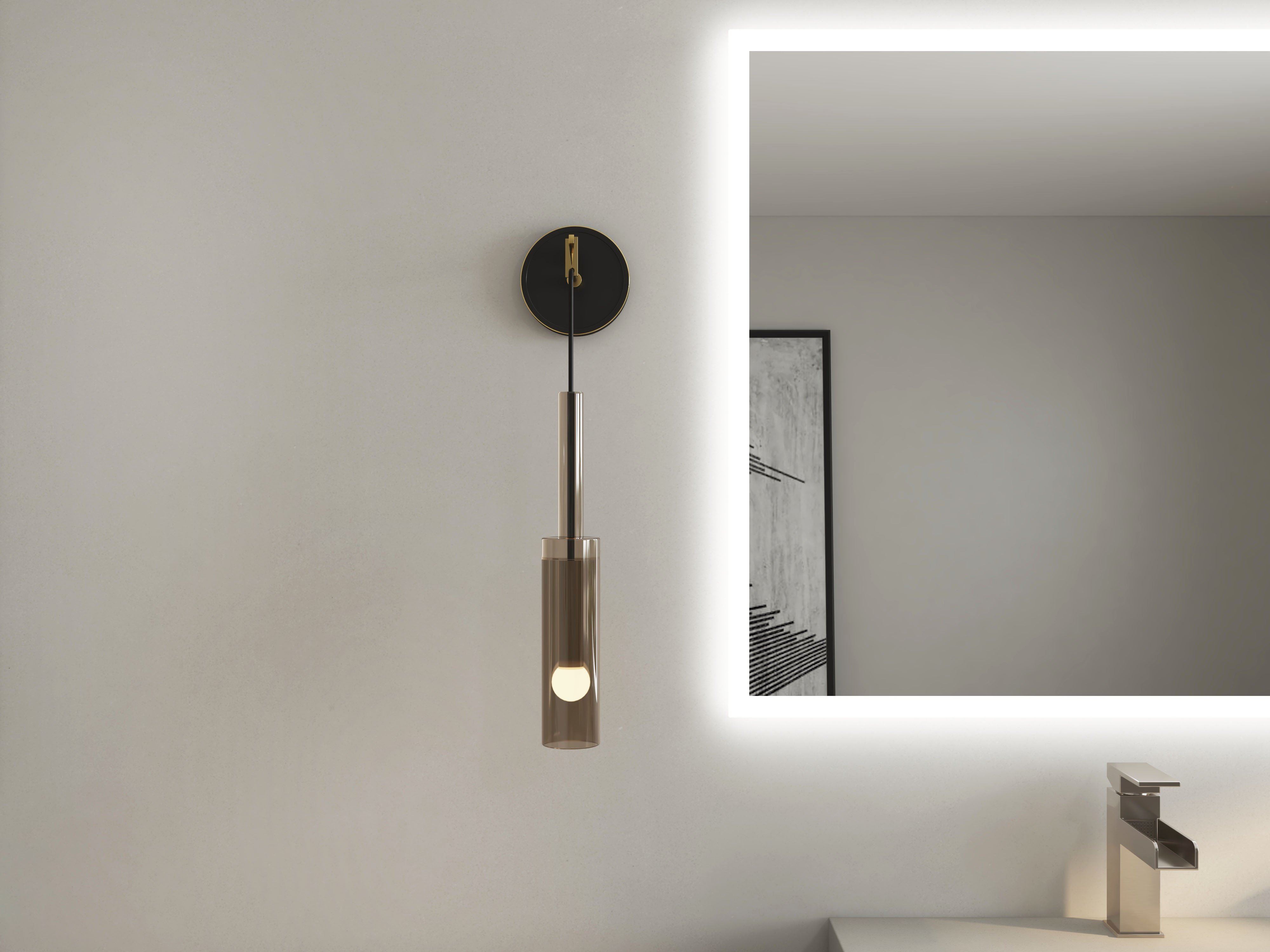 HMR - Minimalist Hanging Wall Light 1-Light Clear Armed Sconce Crystal Indoor Wall Lighting