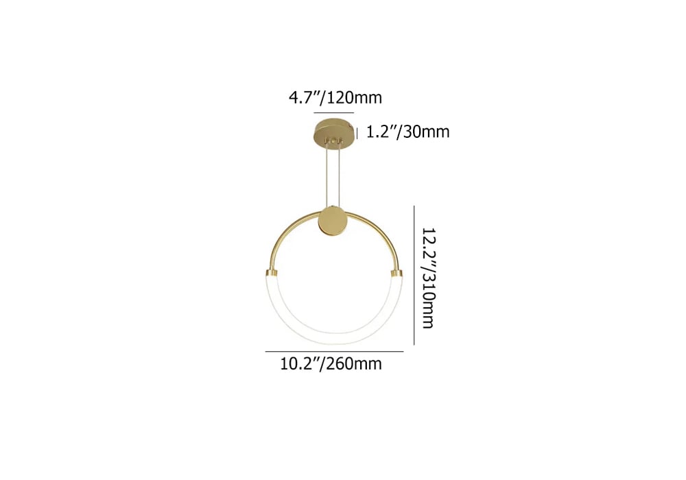 HMR - Modern Minimalist Single Circle Kitchen Island Light in Gold Cool Light