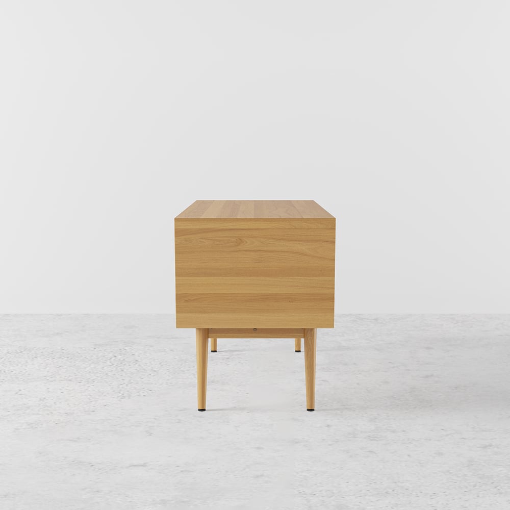 HMR - 59.1" Mid Century Modern Natural Writing Desk Wooden Computer Desk with 2 Drawers 4 Legs