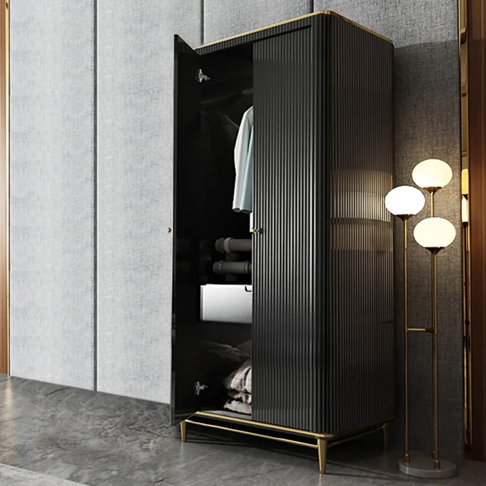 HMR - Bline 70" Modern Black Wardrobe Closet with Multi-Storage
