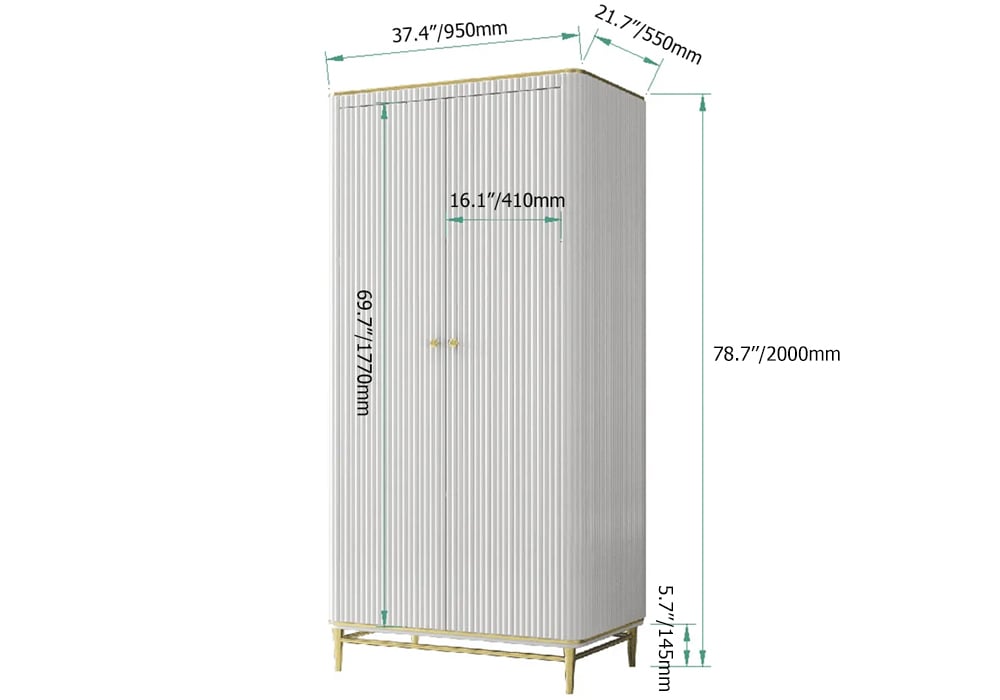 HMR - Bline 70" Modern Black Wardrobe Closet with Multi-Storage