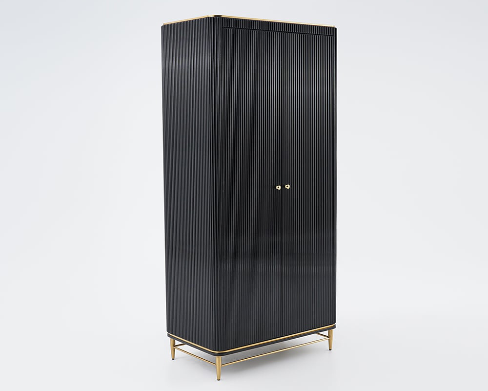 HMR - Bline 70" Modern Black Wardrobe Closet with Multi-Storage