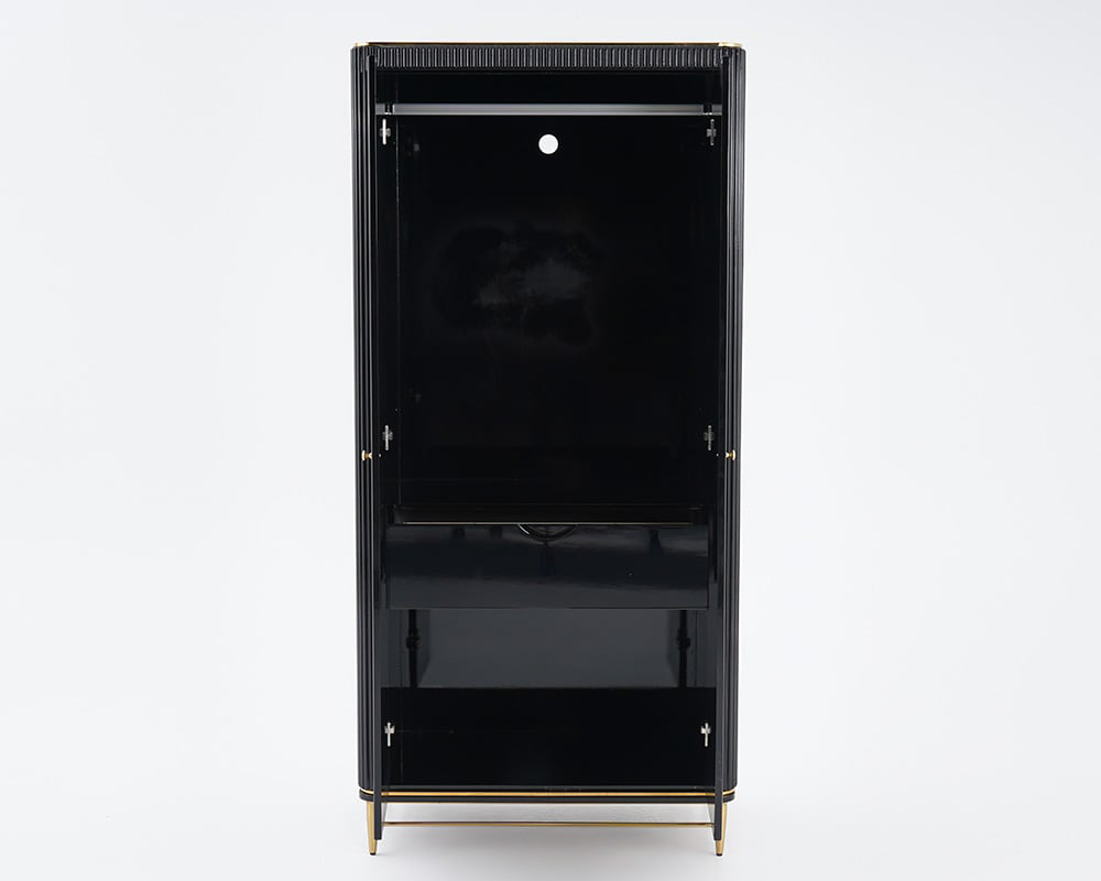 HMR - Bline 70" Modern Black Wardrobe Closet with Multi-Storage