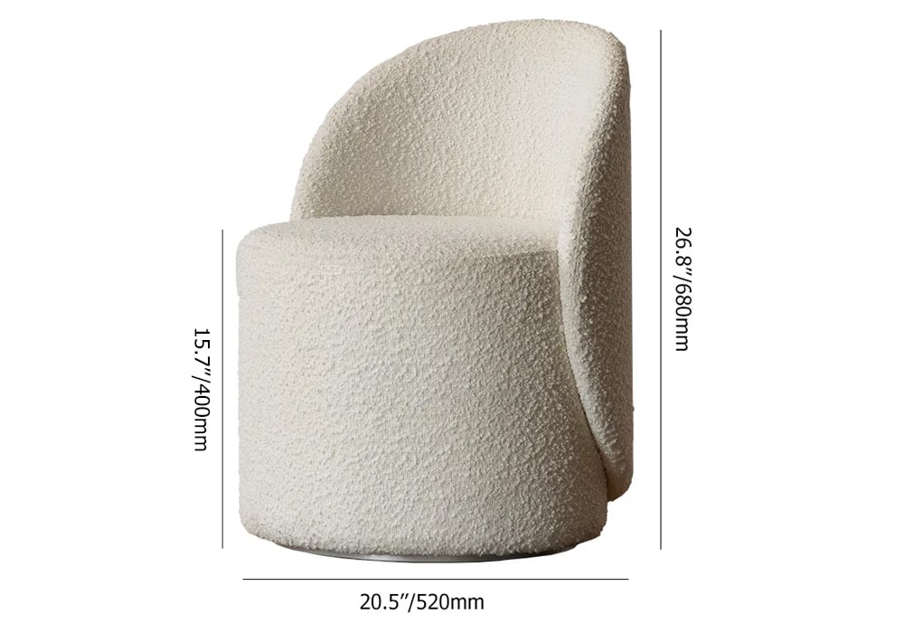 HMR - Boucle Round Back Swivel Vanity Stool Accent Chair