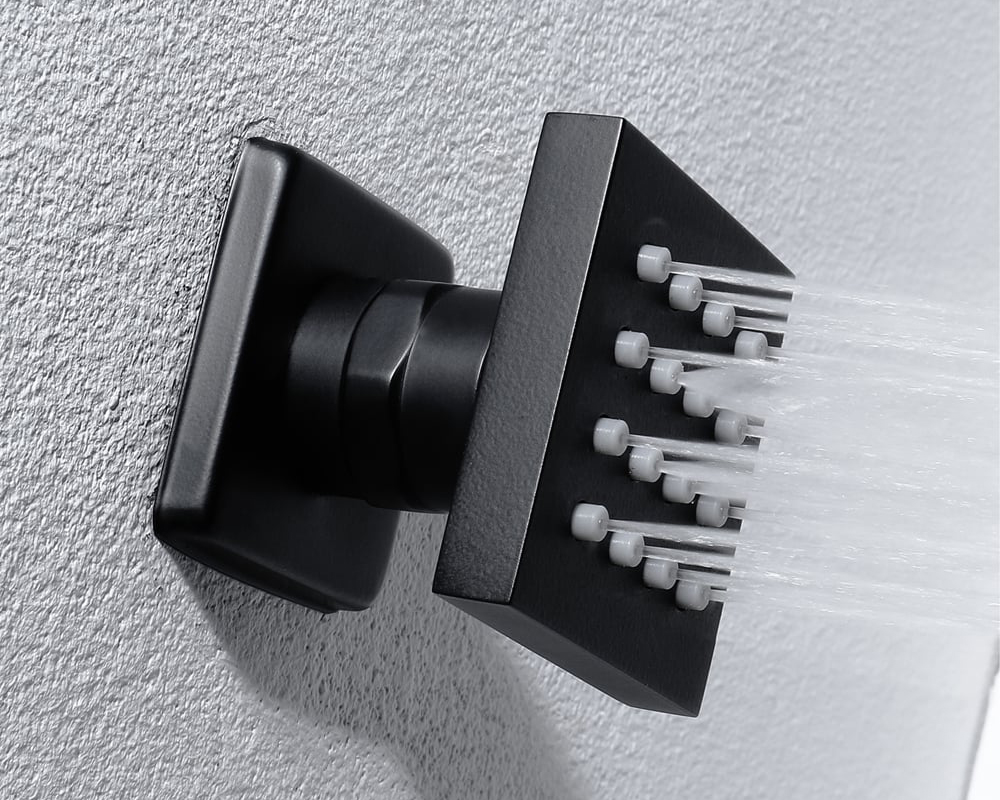HMR Wall-Mounted 16" Shower System 4 Function Thermostatic - Black