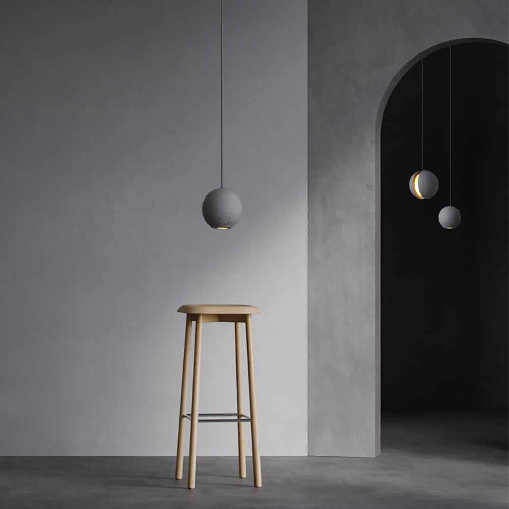 HMR - Moon Cement Pendant Light Gray Hanging Light set of 6