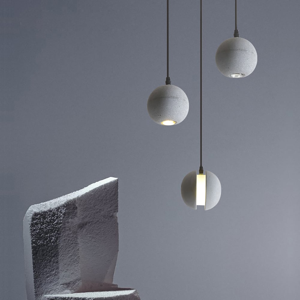 HMR - Moon Cement Pendant Light Gray Hanging Light set of 6