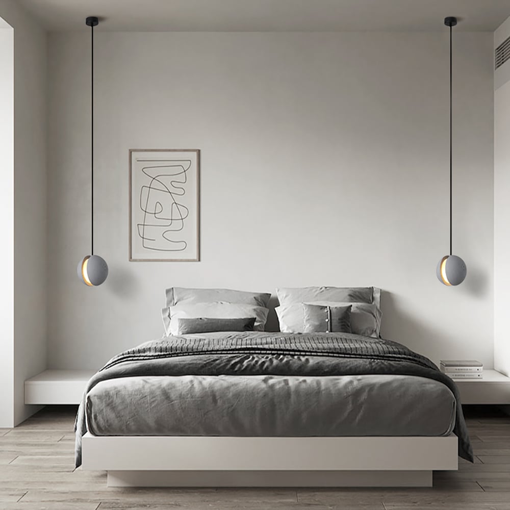HMR - Moon Cement Pendant Light Gray Hanging Light set of 6