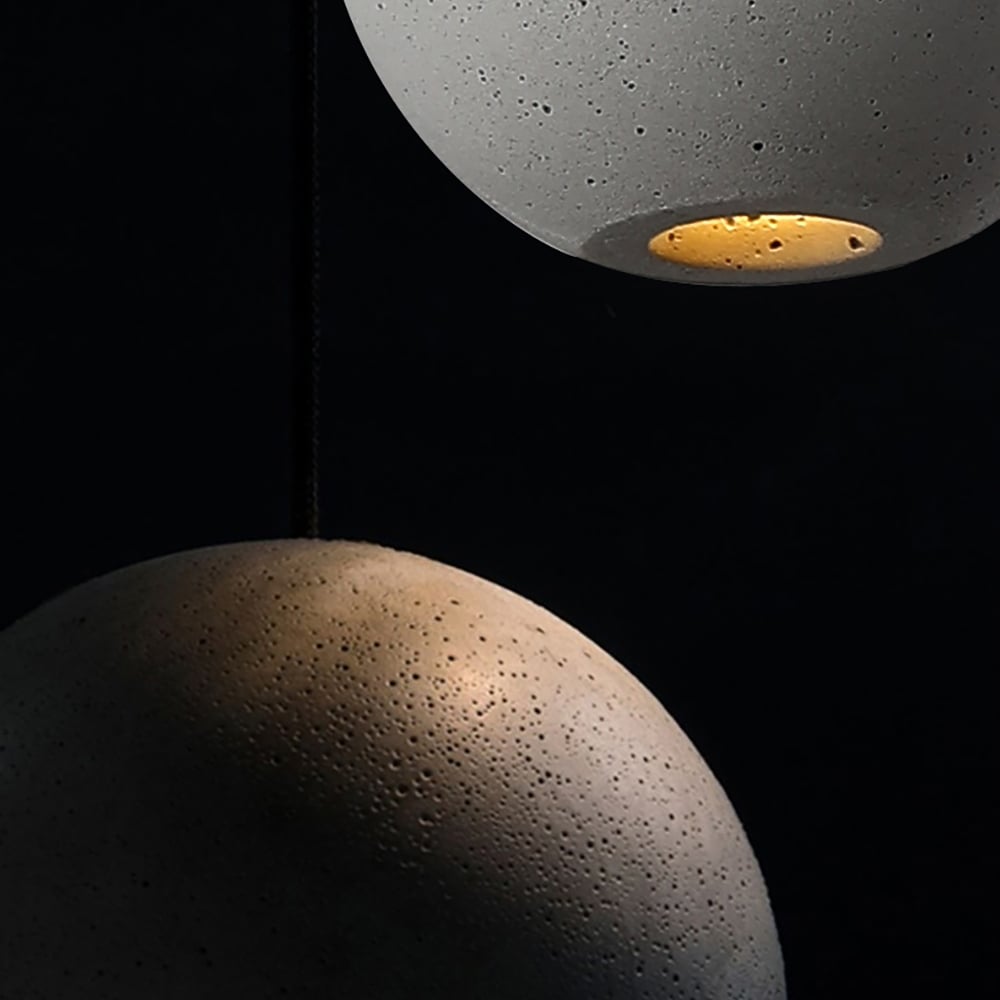 HMR - Moon Cement Pendant Light Gray Hanging Light set of 6