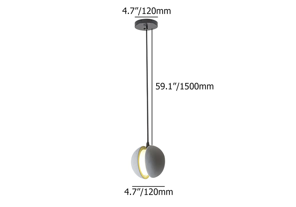 HMR - Moon Cement Pendant Light Gray Hanging Light set of 6