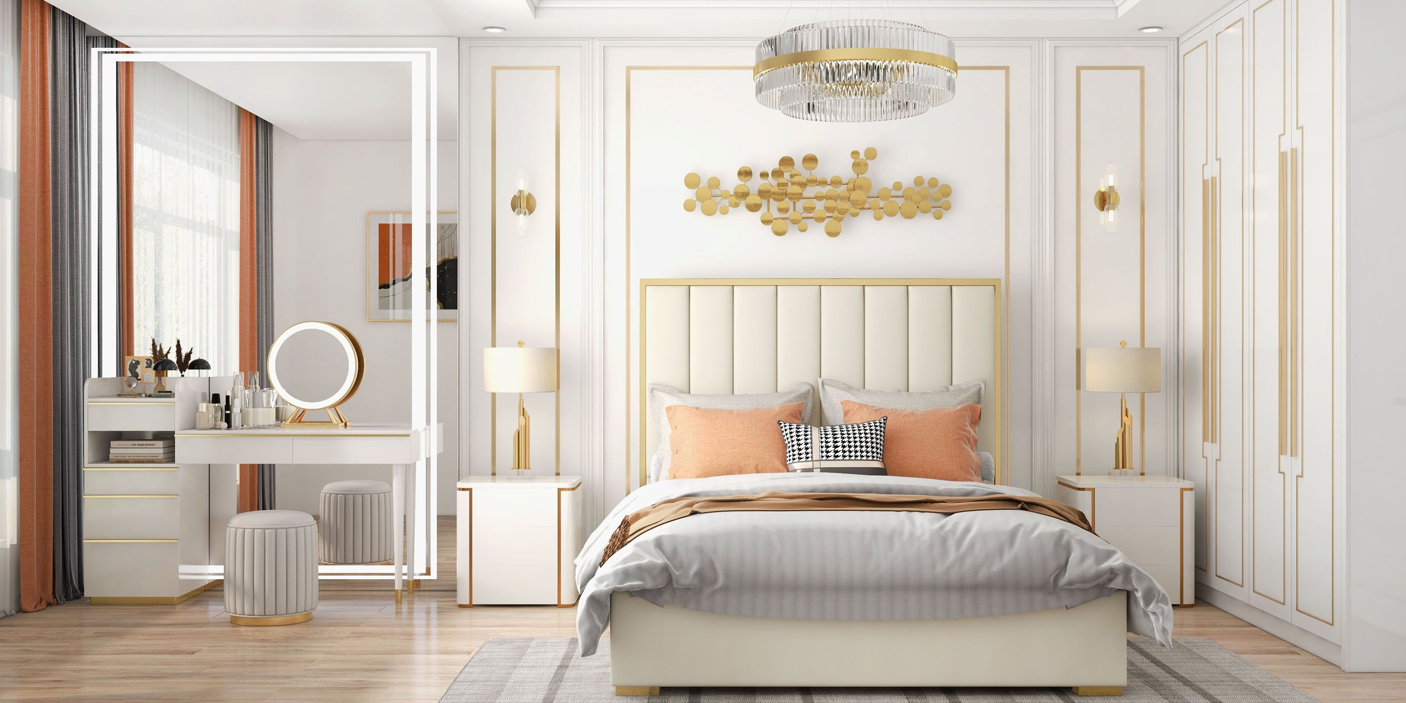 HMR - 1-Piece Modern Style Geometric Figure Wall Decor Gold Iron Wall Decor